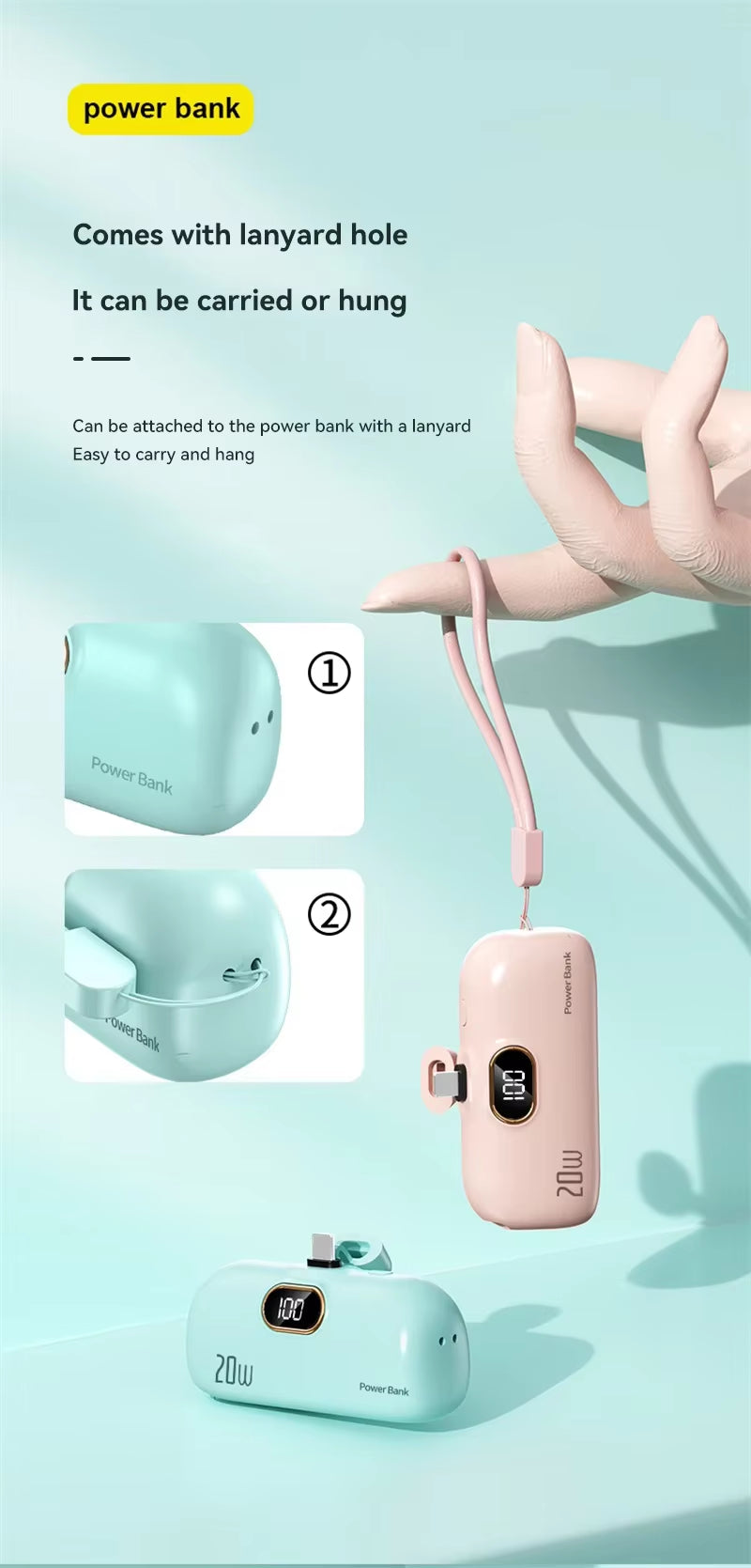 Xiaomi 30000mAh Mini Portable Power Bank – Capsule-Style Fast Charger for iPhone 16 & Mobile Devices