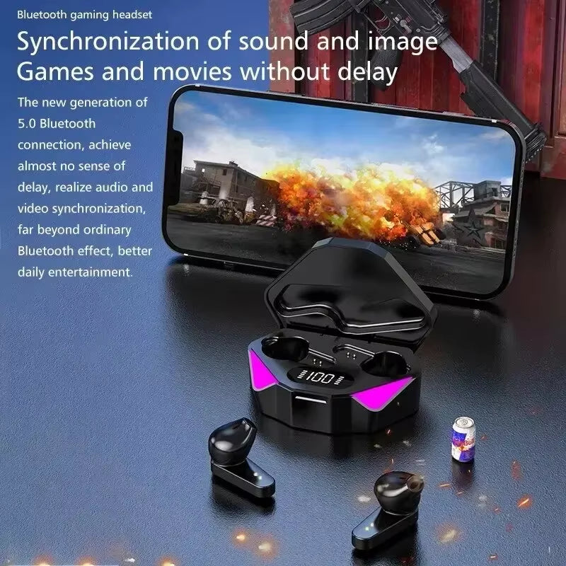 TWS Wireless Bluetooth 5.3 Earbuds with LED Display – Noise-Cancelling Gamer Headphones with Mic, True Wireless Bluetooth Earphones for Gaming & Calls
