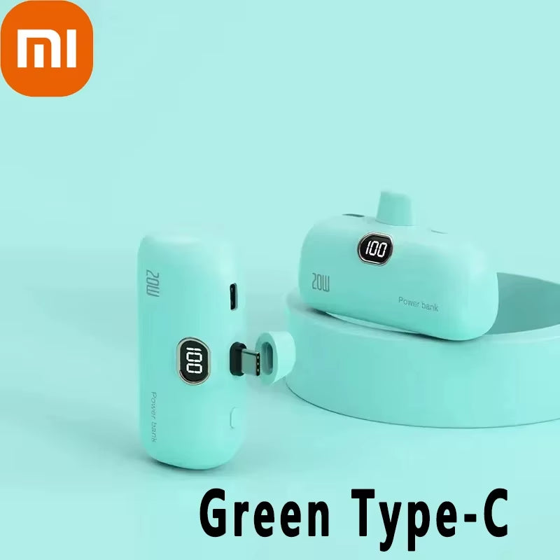 Xiaomi 30000mAh Mini Portable Power Bank – Capsule-Style Fast Charger for iPhone 16 & Mobile Devices