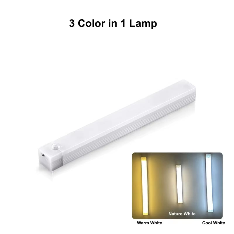 USB Rechargeable Wireless Motion Sensor LED Night Light – Long Strip Bar Lamp for Kitchen Cabinets, Wardrobes, Bedside, Staircases & More