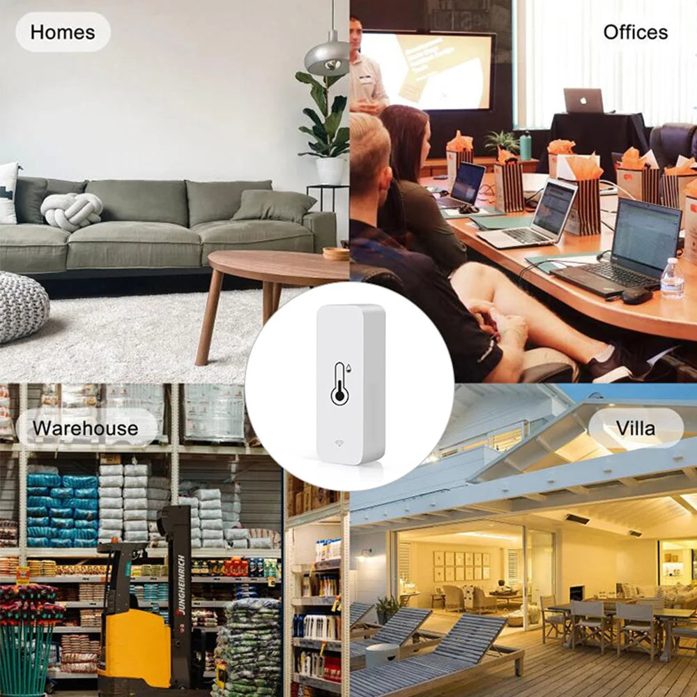 Tuya Zigbee & WiFi Temperature & Humidity Sensor – Smart Indoor Climate Monitor Compatible with Alexa & Google Assistant Voice Control