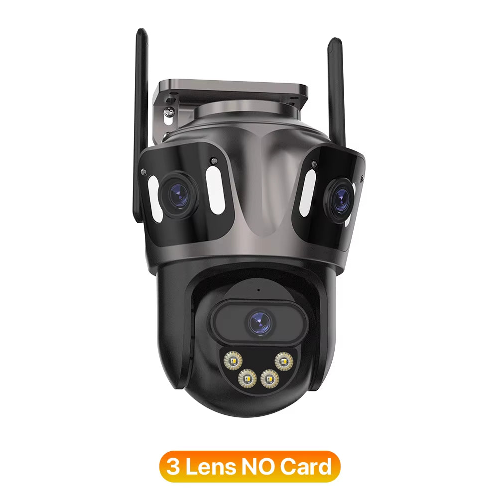 4K Outdoor WiFi Security Camera with Triple Screen, Dual Lens PTZ, AI Human Detection, IP66 Waterproof, Compatible with iCSee