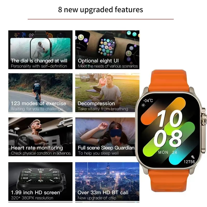 T900 Ultra Smartwatch – Bluetooth Calling, Fitness Tracker, Heart Rate Monitor, Message Alerts | Compatible with Android & iOS – Unisex