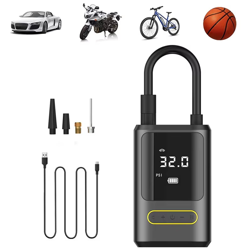 1Pc Wireless Electric Tire Inflator Pump – Portable Air Compressor for Car, Motorcycle, Bicycle, Boat, Auto Tires, and Balls