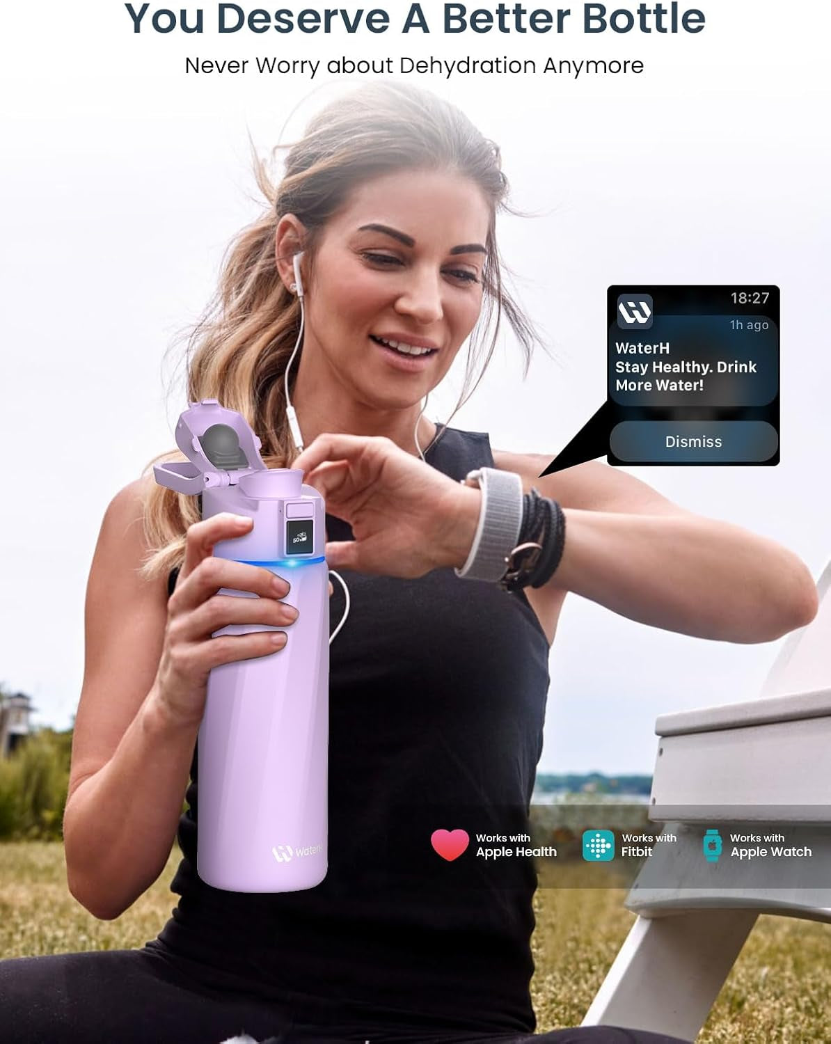 Boost Smart Water Bottle – 24oz BPA-Free Stainless Steel Vacuum Insulated with Hydration Reminder & App Tracker, Wide Mouth Design, Perfect Gift