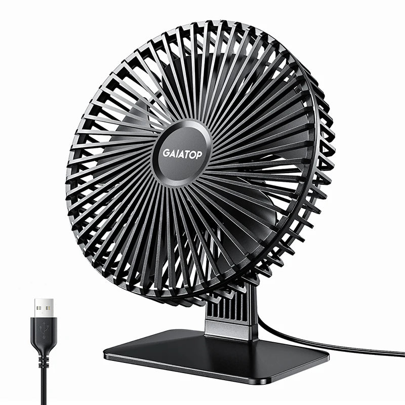 GAIATOP Portable Desk Fan – USB Powered, 90° Adjustable, Ultra-Quiet with 4-Speed Settings, Perfect for Home, Office & Desk Use