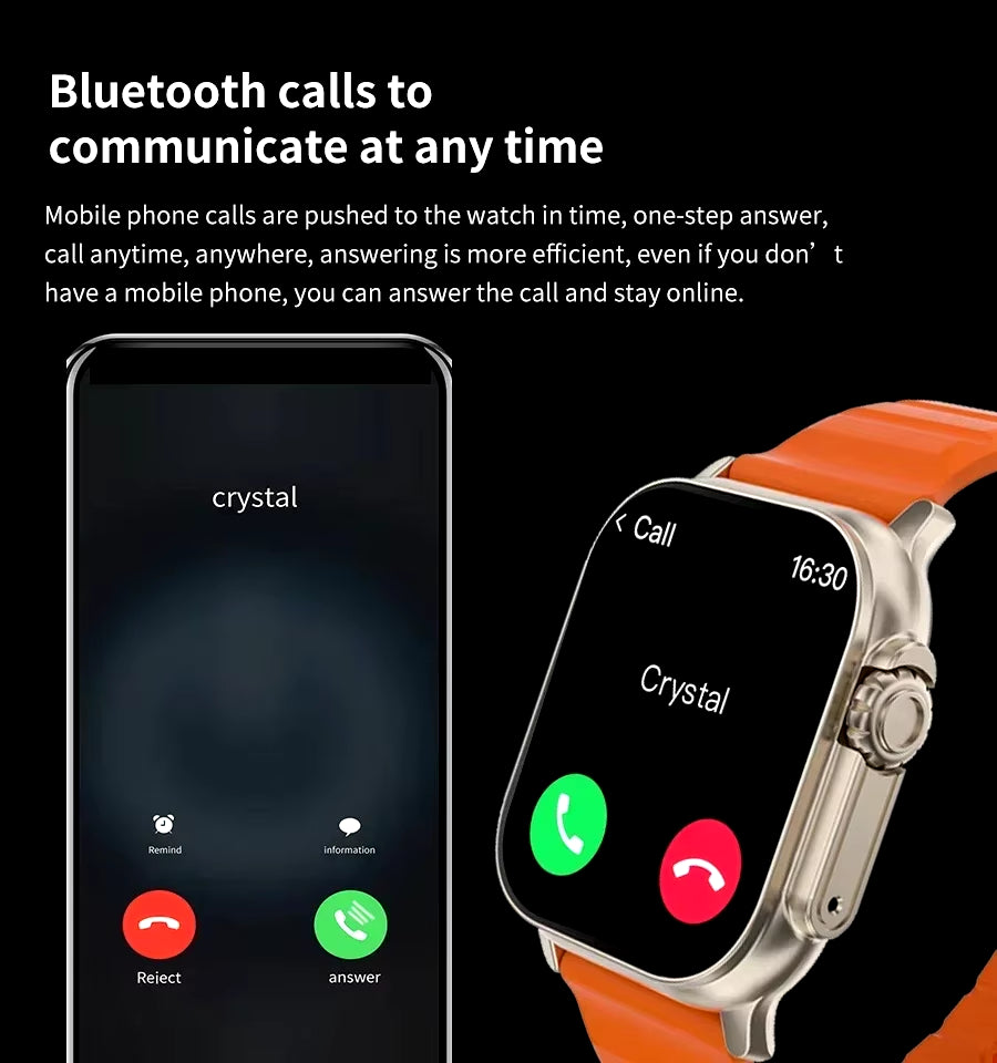 T900 Ultra Smartwatch – Bluetooth Calling, Fitness Tracker, Heart Rate Monitor, Message Alerts | Compatible with Android & iOS – Unisex
