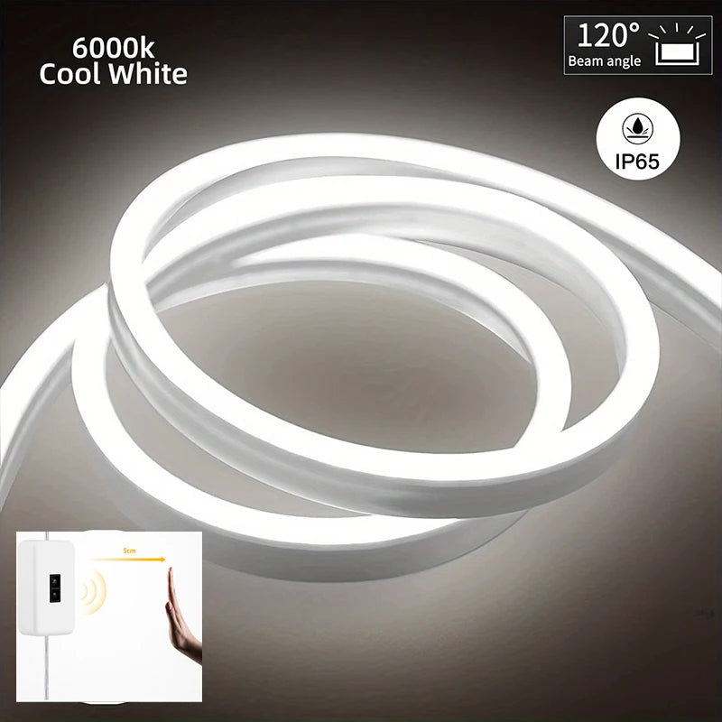 Neon LED Light Strip 5V USB – Smart Gesture Sensor, Dimmer Switch, Flexible Waterproof Silicone Rope Tube for Room Decoration