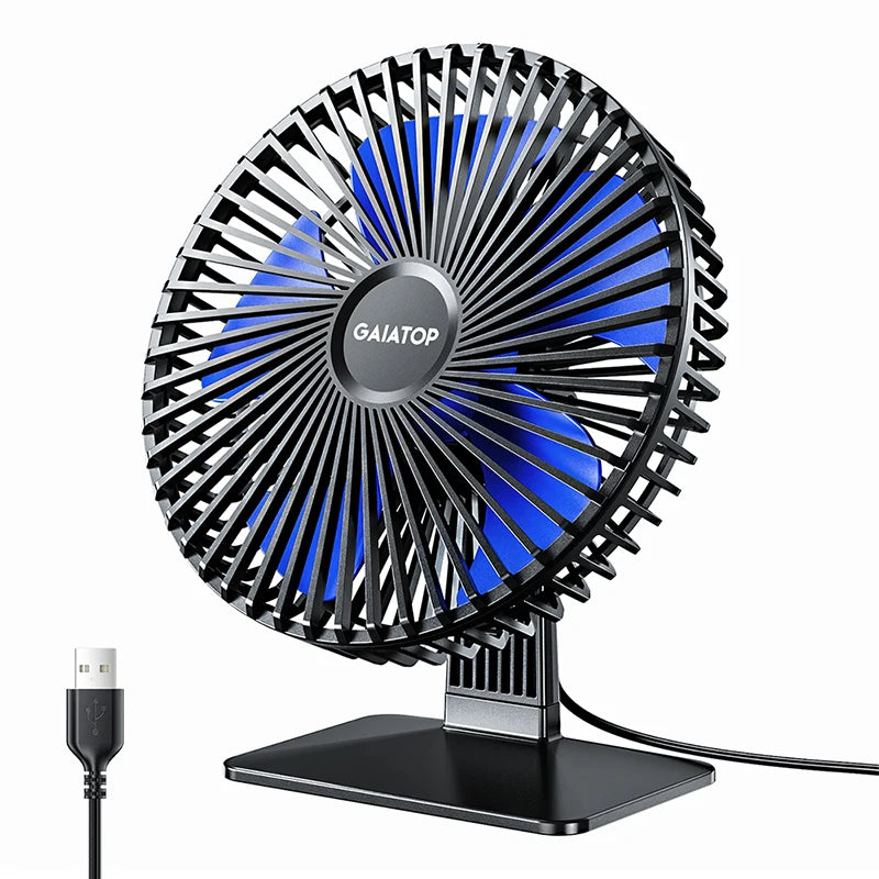 GAIATOP Portable Desk Fan – USB Powered, 90° Adjustable, Ultra-Quiet with 4-Speed Settings, Perfect for Home, Office & Desk Use