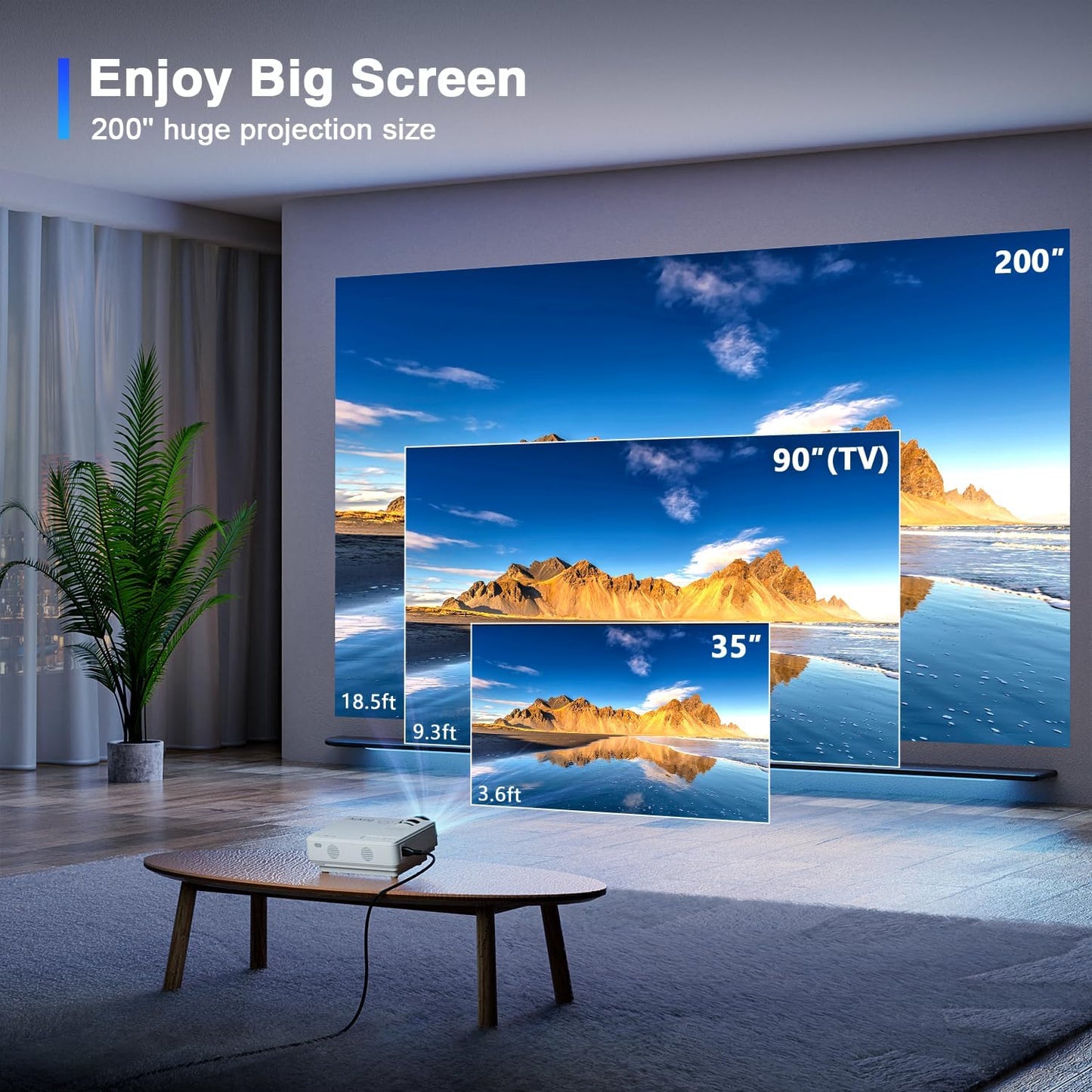 2025 Upgraded Mini Projector – Full HD 1080P Home Theater Video Projector, Compatible with HDMI, USB, AV, Smartphone, TV Box & Laptop