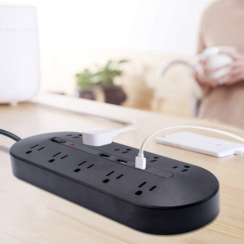 2 Prong Power Strip with 3 USB Ports, 2 Prong to 3 Prong Outlet Adapter, 6.6Ft Extension Cord, 5V 3.4A USB, 2 Prong Surge Protector – Black
