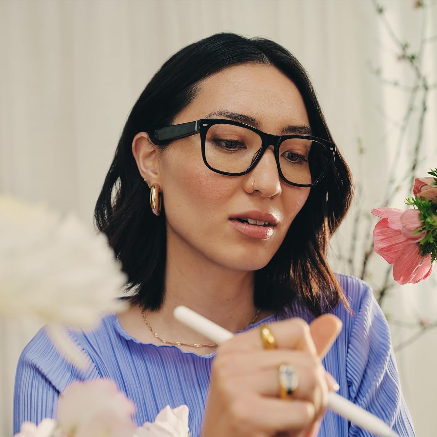 Echo Frames (Latest Model) – Smart Glasses with Alexa Built-In, Square Classic Black Frames with Blue Light Filtering Lenses