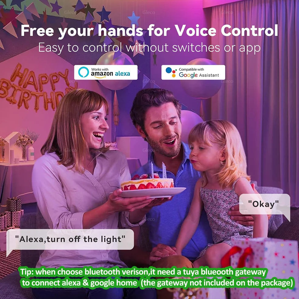 Tuya Smart LED Bulb – Bluetooth & WiFi Enabled, Dimmable E27 Light, Compatible with Alexa & Google, 110V/220V Smart Home Lighting