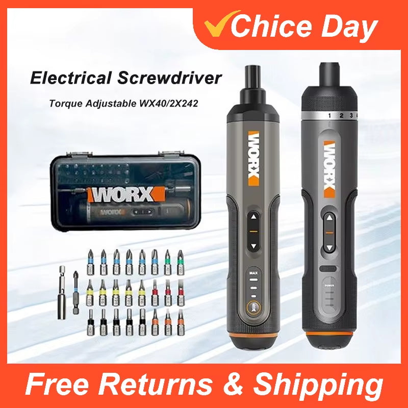 Worx 4V Mini Cordless Electric Screwdriver Set WX240 WX241 WX242 – USB Rechargeable Smart Hand Drill Tools