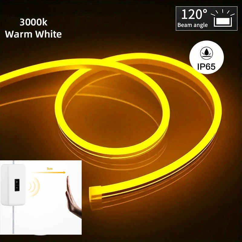 Neon LED Light Strip 5V USB – Smart Gesture Sensor, Dimmer Switch, Flexible Waterproof Silicone Rope Tube for Room Decoration