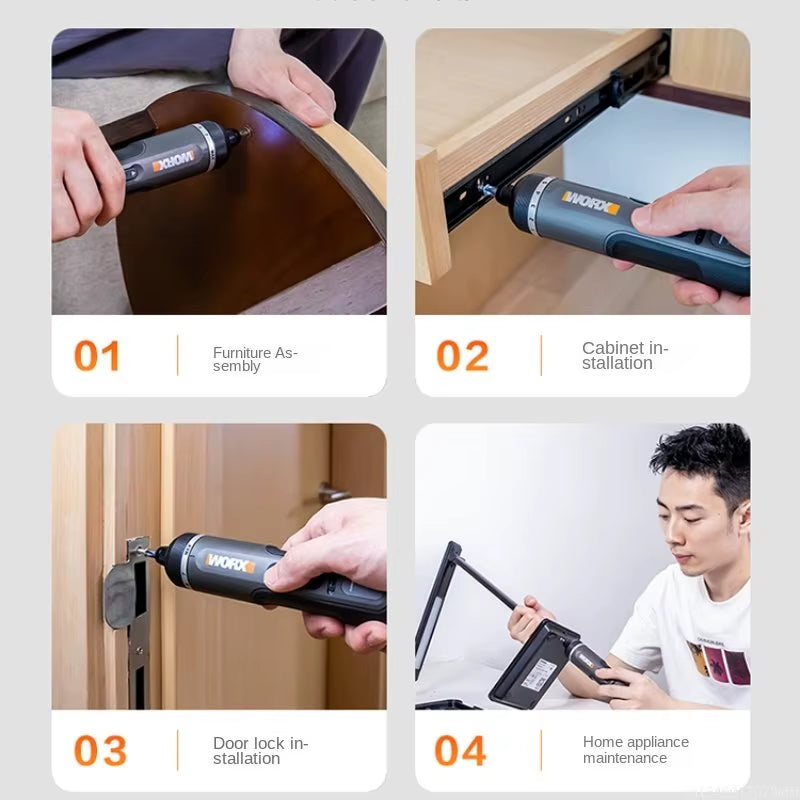 Worx 4V Mini Cordless Electric Screwdriver Set WX240 WX241 WX242 – USB Rechargeable Smart Hand Drill Tools