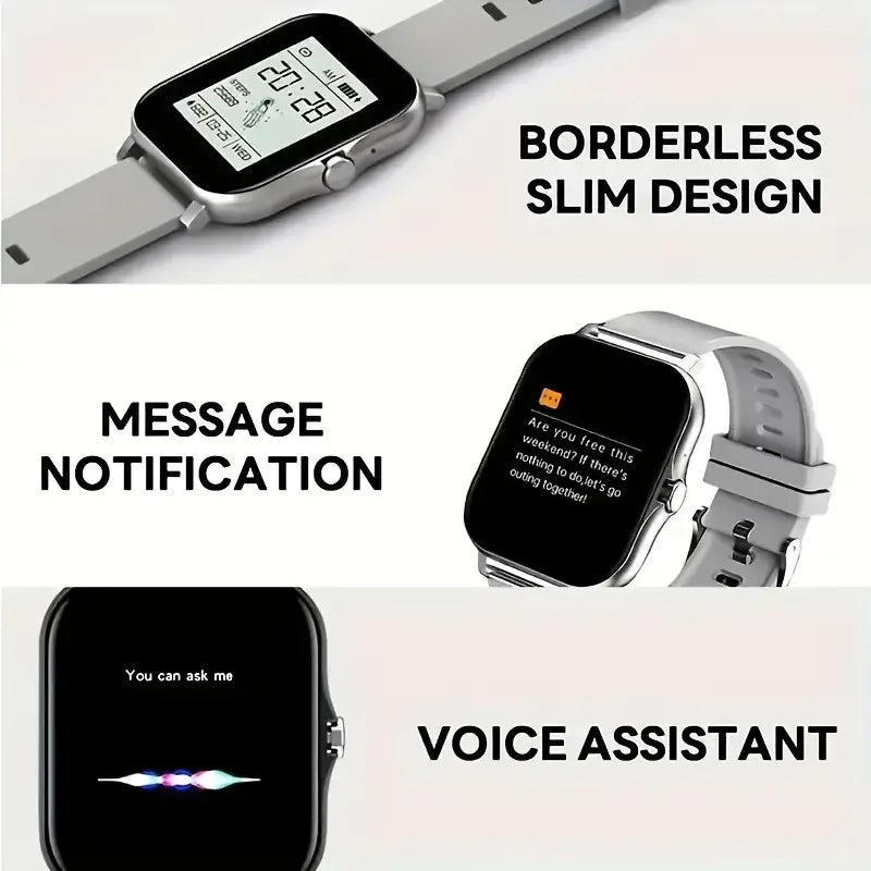 2025 New Smart Bluetooth Call & Message Reminder Watch – Full Touch Screen Fitness Tracker for Men & Women, Perfect Gift