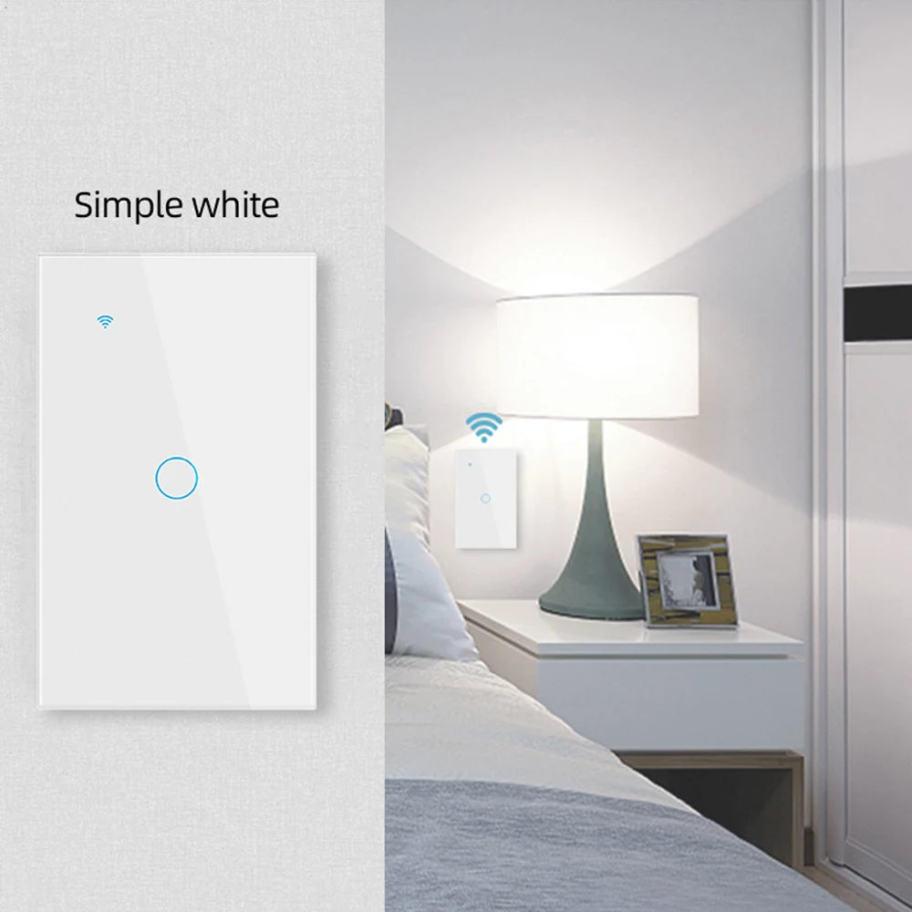 Tuya Smart WiFi Touch Light Switches – 1/2/3/4 Gang, US Neutral Wire & No Neutral Wire Models, Compatible with Alexa & Google Home