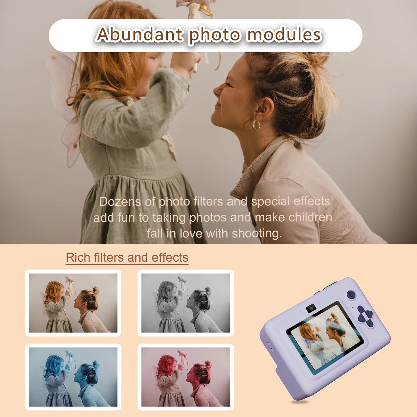 Digital Kids Camera with Mini Thermal Printer – Portable Instant Photo Printer, 2.8" Screen, HD Video, Fun Gift Toy for Children