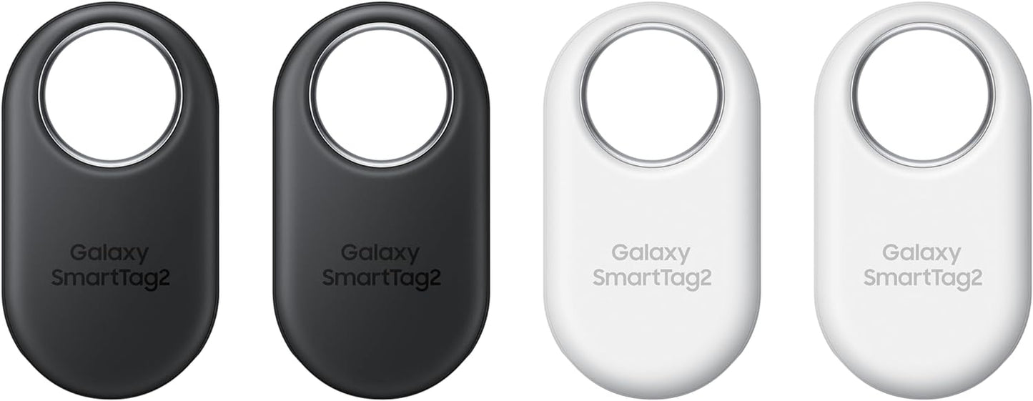 SmartTag2 (2023) 4-Pack – Bluetooth + UWB Tracker with 1.5 Year Battery, IP67 Waterproof, App-Enabled Item Finder – Black/White (Global Edition, No US Warranty)