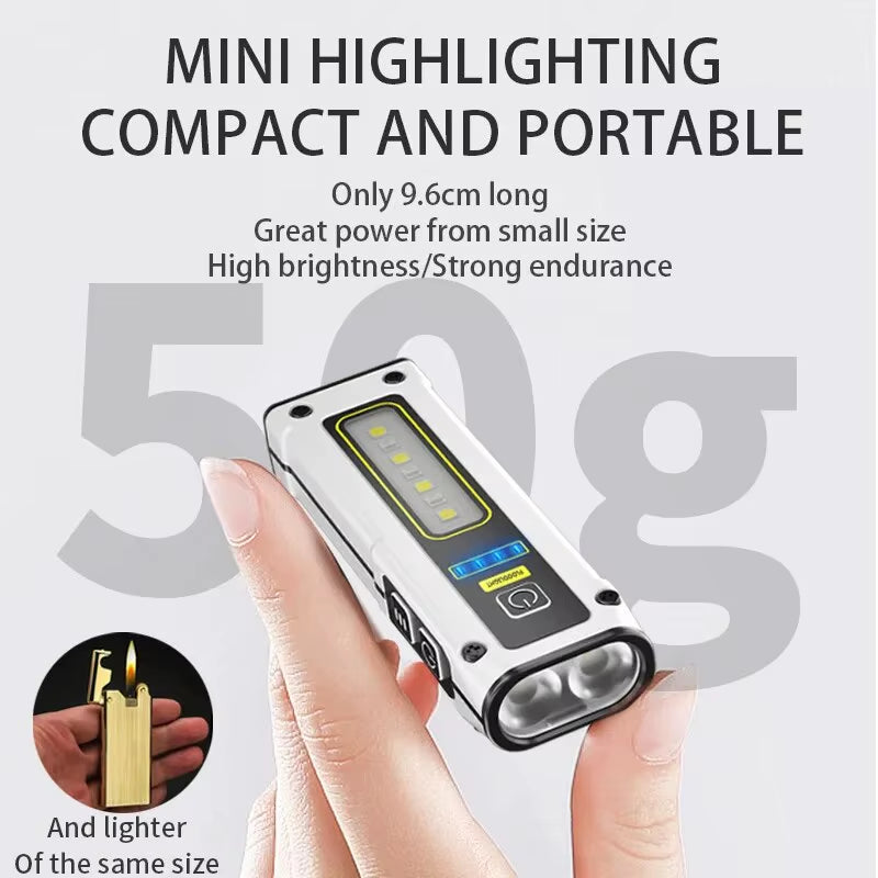 Super Bright LED Work Lamp with Magnet, SOS Alarm, Keychain Power Bank, Waterproof Emergency Flashlight