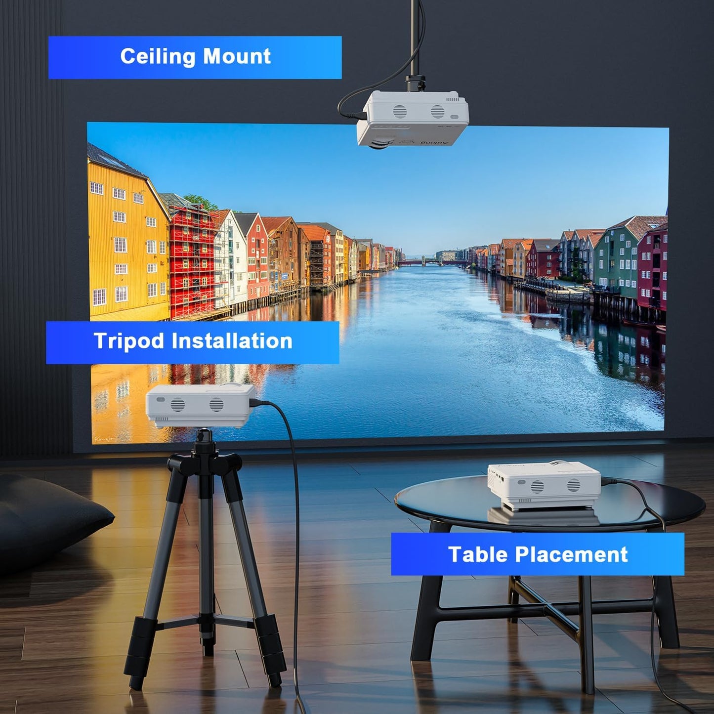 2025 Upgraded Mini Projector – Full HD 1080P Home Theater Video Projector, Compatible with HDMI, USB, AV, Smartphone, TV Box & Laptop