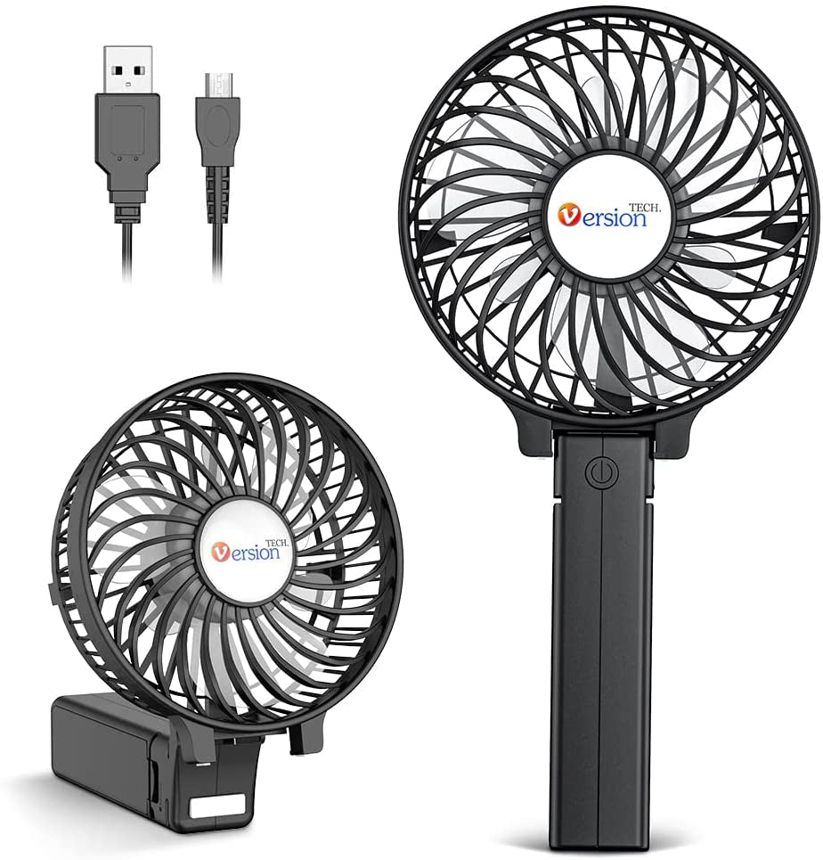 Portable Handheld Fan – Powerful & Durable with 4000mAh Battery, 180° Foldable Mini Table Fan, USB Rechargeable for Personal, Travel & Office Use (Black)
