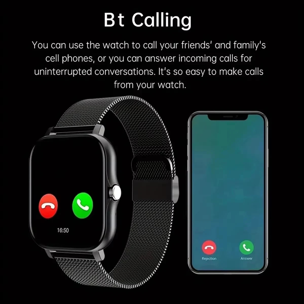 2025 New Smart Bluetooth Call & Message Reminder Watch – Full Touch Screen Fitness Tracker for Men & Women, Perfect Gift