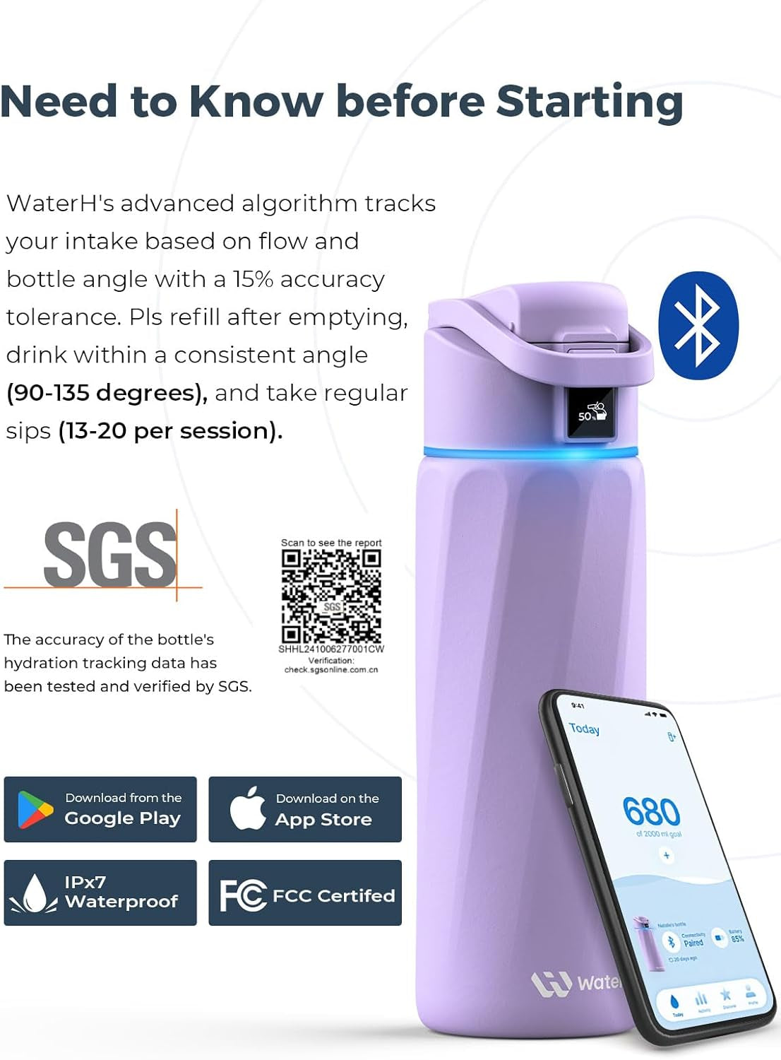 Boost Smart Water Bottle – 24oz BPA-Free Stainless Steel Vacuum Insulated with Hydration Reminder & App Tracker, Wide Mouth Design, Perfect Gift