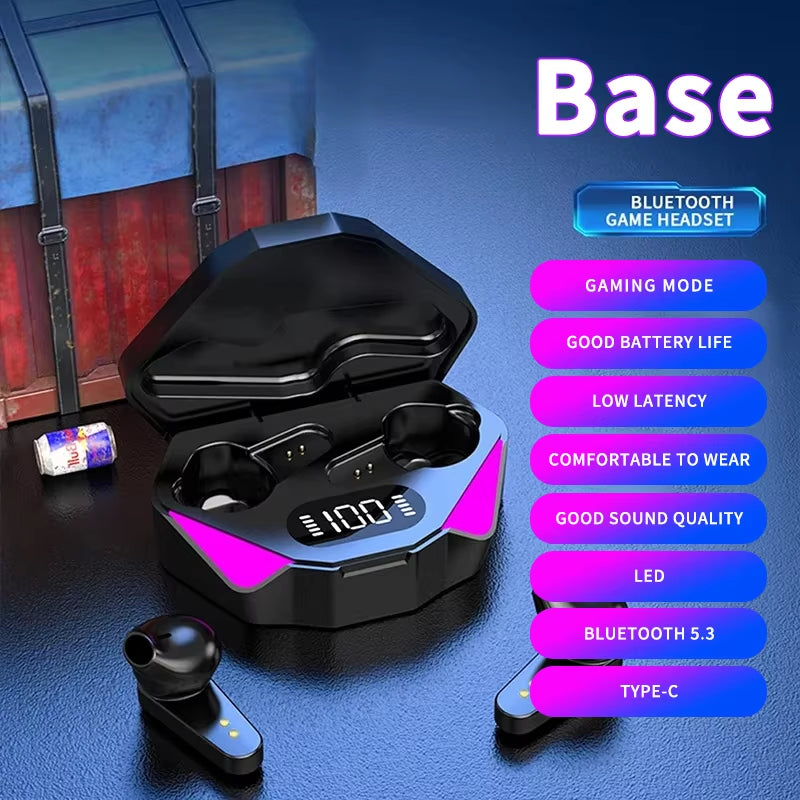TWS Wireless Bluetooth 5.3 Earbuds with LED Display – Noise-Cancelling Gamer Headphones with Mic, True Wireless Bluetooth Earphones for Gaming & Calls