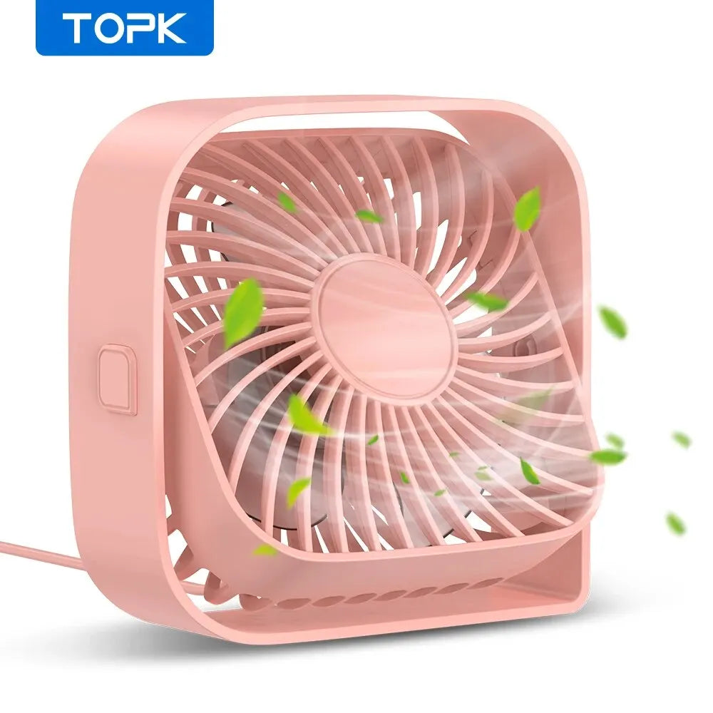Mini Portable USB Desk Fan – Quiet 3-Speed Personal Fan with 360° Rotatable Head, Standing Table Fan for Room, Camping & Home Use