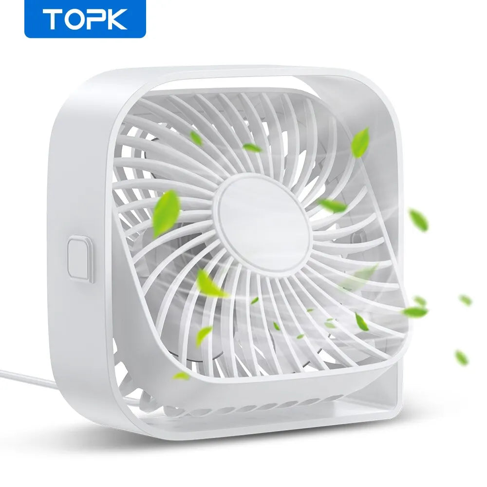 Mini Portable USB Desk Fan – Quiet 3-Speed Personal Fan with 360° Rotatable Head, Standing Table Fan for Room, Camping & Home Use