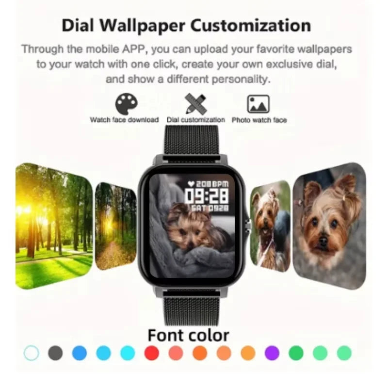 2025 New Smart Bluetooth Call & Message Reminder Watch – Full Touch Screen Fitness Tracker for Men & Women, Perfect Gift