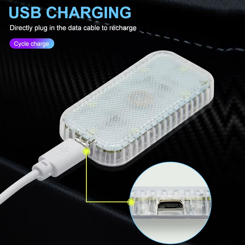 LED Touch Mini Wireless Car Interior Light – USB Rechargeable Auto Roof, Ceiling, Reading Lamp for Door, Footwell, Trunk, and Storage Box