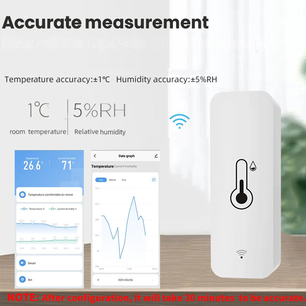 Tuya Zigbee & WiFi Temperature & Humidity Sensor – Smart Indoor Climate Monitor Compatible with Alexa & Google Assistant Voice Control