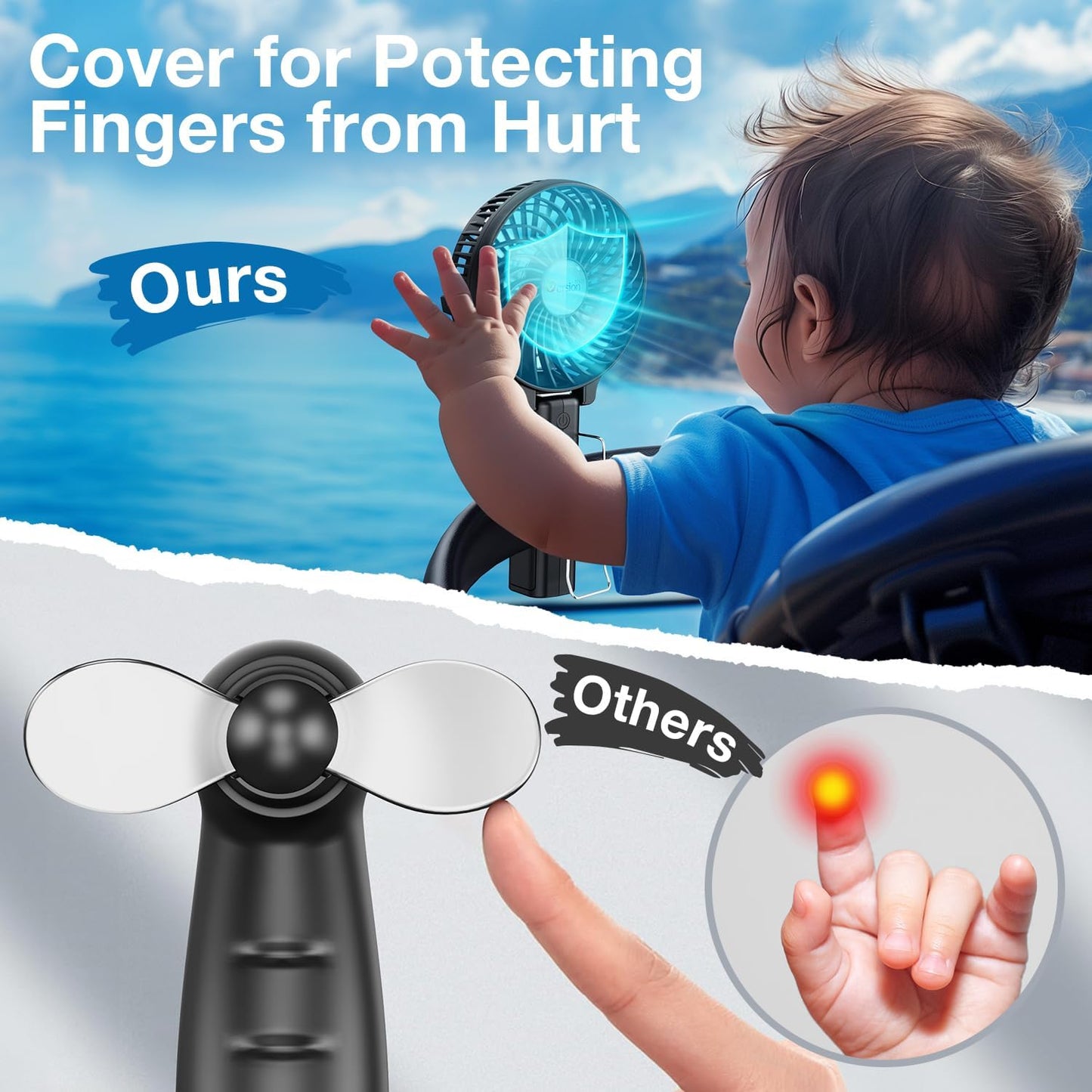Portable Handheld Fan – Powerful & Durable with 4000mAh Battery, 180° Foldable Mini Table Fan, USB Rechargeable for Personal, Travel & Office Use (Black)