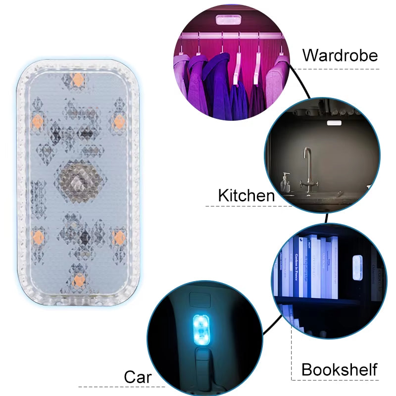 LED Touch Mini Wireless Car Interior Light – USB Rechargeable Auto Roof, Ceiling, Reading Lamp for Door, Footwell, Trunk, and Storage Box