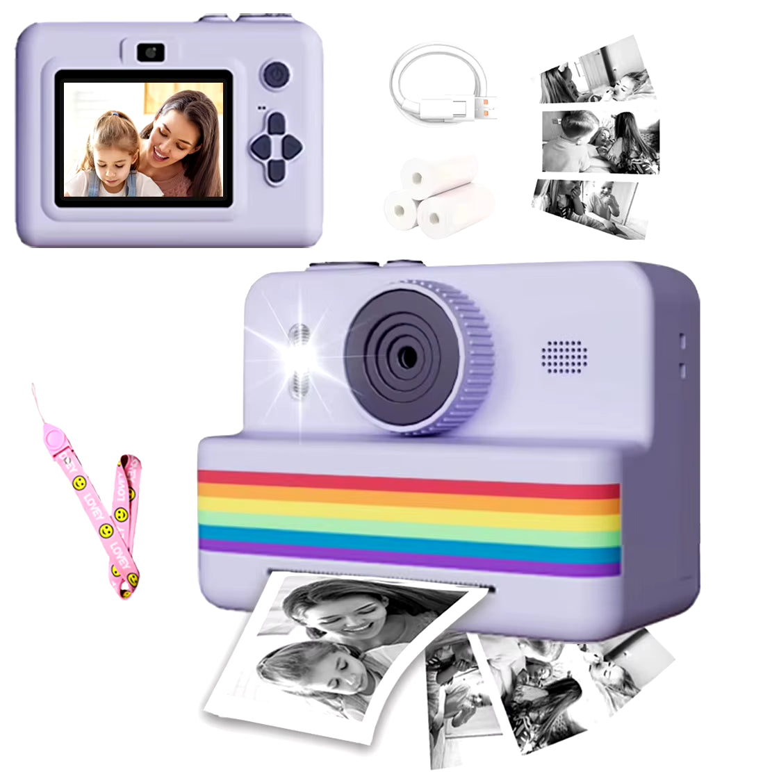 Digital Kids Camera with Mini Thermal Printer – Portable Instant Photo Printer, 2.8" Screen, HD Video, Fun Gift Toy for Children