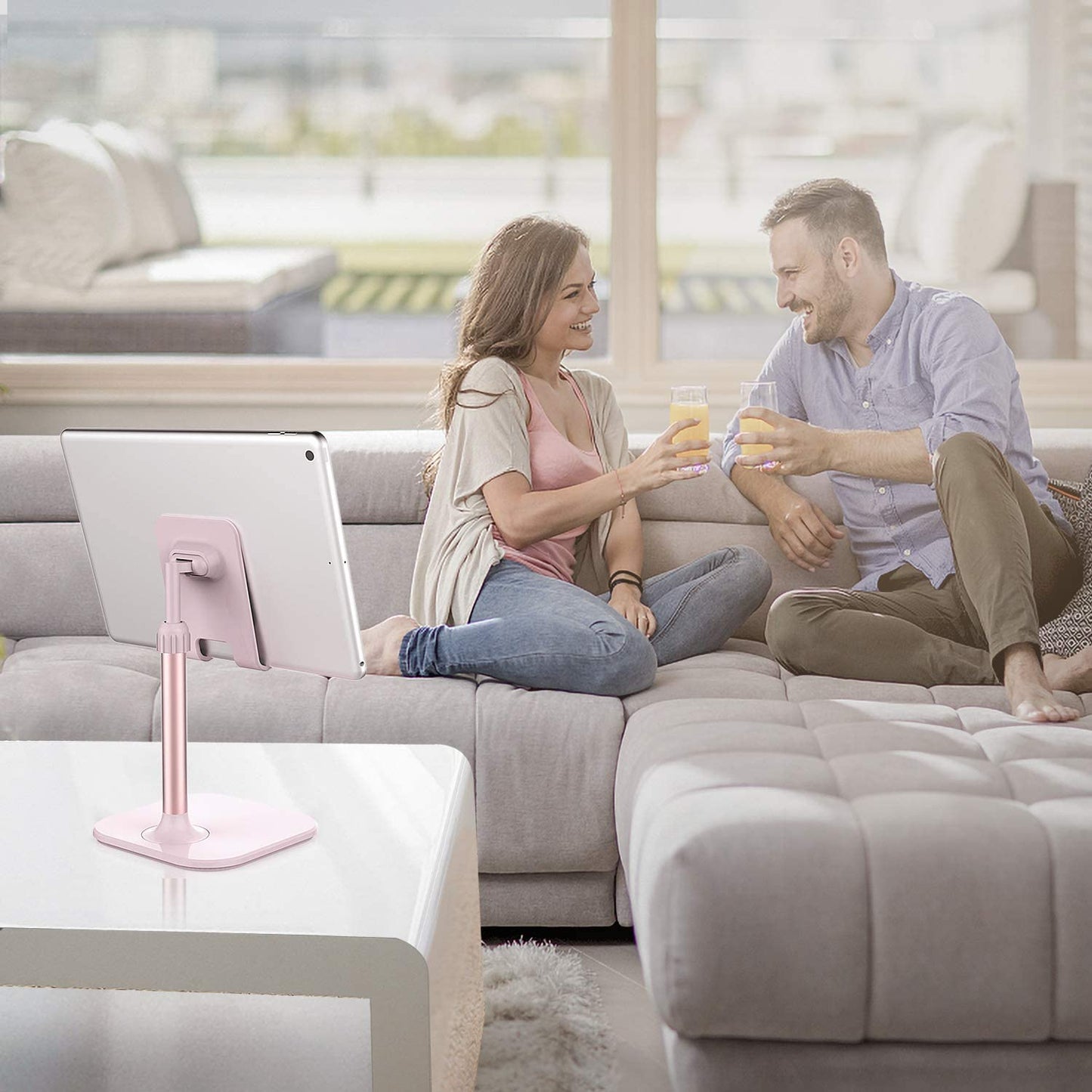 Cell Phone Stand for Desk – Compatible with iPhone, Android Phones & Tablets – Portable Phone Holder, Perfect Gift for Adults, Women, Men, Mom, Wife – Pink