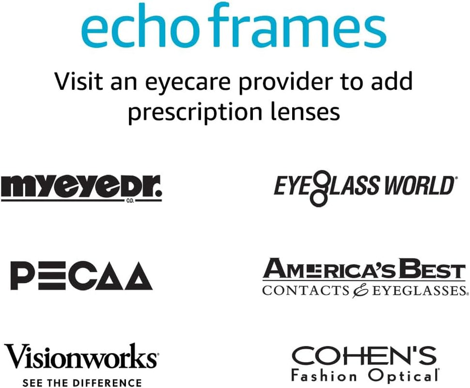 Echo Frames (Latest Model) – Smart Glasses with Alexa Built-In, Square Classic Black Frames with Blue Light Filtering Lenses