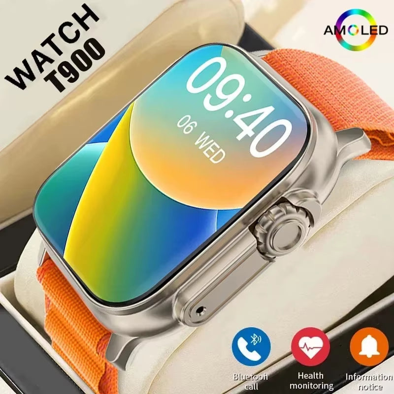T900 Ultra Smartwatch – Bluetooth Calling, Fitness Tracker, Heart Rate Monitor, Message Alerts | Compatible with Android & iOS – Unisex