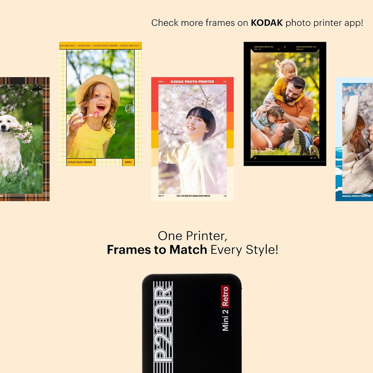 Mini 2 Retro Portable Photo Printer – 4PASS High-Quality Prints (2.1" x 3.4") with 8 Sheets Included, Black
