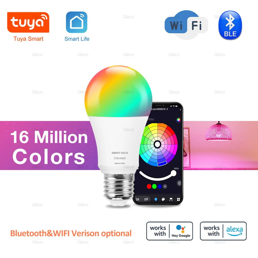 Tuya Smart LED Bulb β Dimmable WiFi + Bluetooth Light | E27 Base, 110Vβ220V | Alexa & Google Home Compatible | App-Controlled Home Lighting