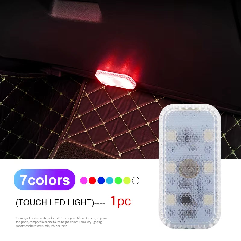 LED Touch Mini Wireless Car Interior Light – USB Rechargeable Auto Roof, Ceiling, Reading Lamp for Door, Footwell, Trunk, and Storage Box