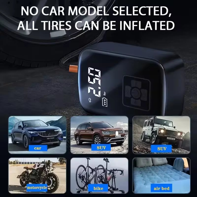 1Pc Wireless Electric Tire Inflator Pump – Portable Air Compressor for Car, Motorcycle, Bicycle, Boat, Auto Tires, and Balls