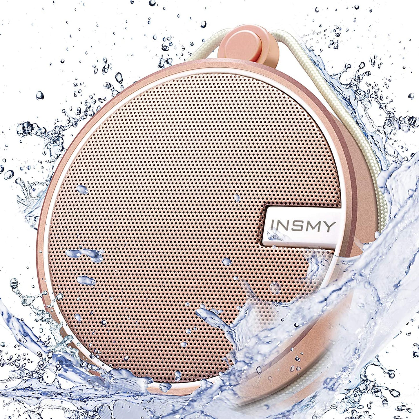 C12 IPX7 Waterproof Bluetooth Shower Speaker – Portable Wireless Speaker with Loud, Clear Sound, TF Card Support & Suction Cup – Perfect for Outdoor, Kayak, Beach (Cashmere Pink)