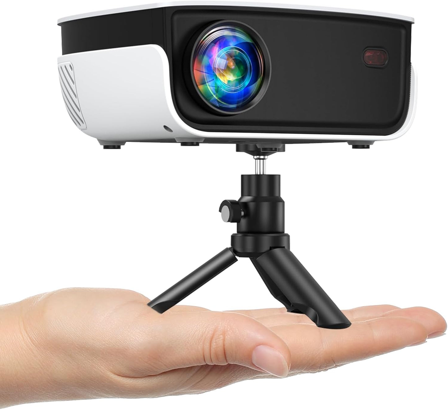 Mini Portable Projector with Tripod โ 1080P HD & 200" Display Support, Home Theater Projector Compatible with TV Stick, Phone, PS5, HDMI, USB โ Indoor/Outdoor Use