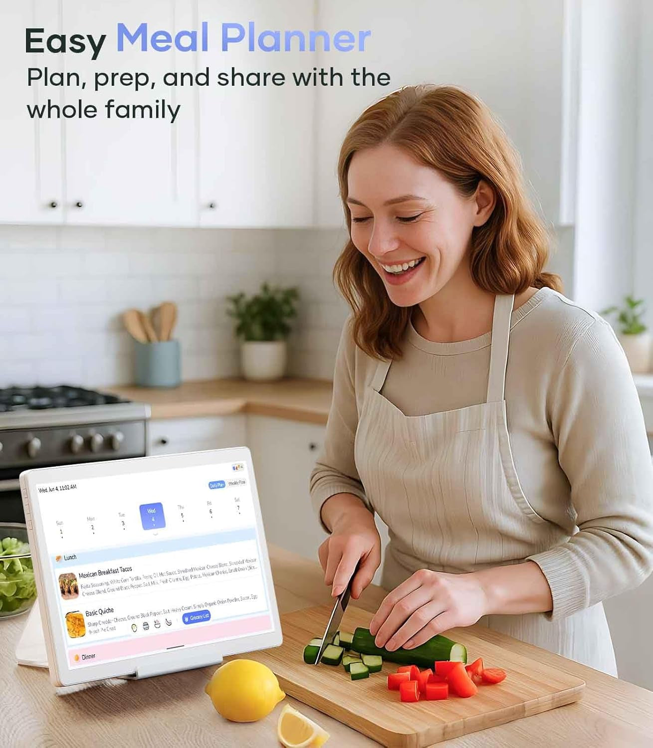 Cozyla 15.6" Android Tablet Wall Calendar – Touchscreen Digital Chore Chart, To-Do List & Meal Planner with Stand & Wall Mount, Supports All Google Play Apps (White)