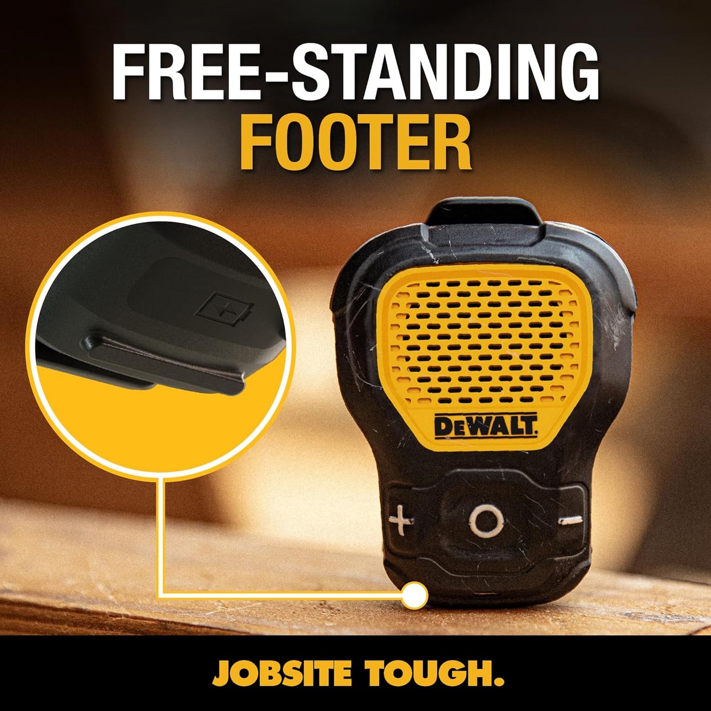 Wearable Bluetooth Speaker (Updated Version), Clip-On Wireless Jobsite Pro Water-Resistant Portable Speaker (Non-Magnetic), Built-In Mic for Hands-Free Music/Calls, Bluetooth Speaker (Yellow)