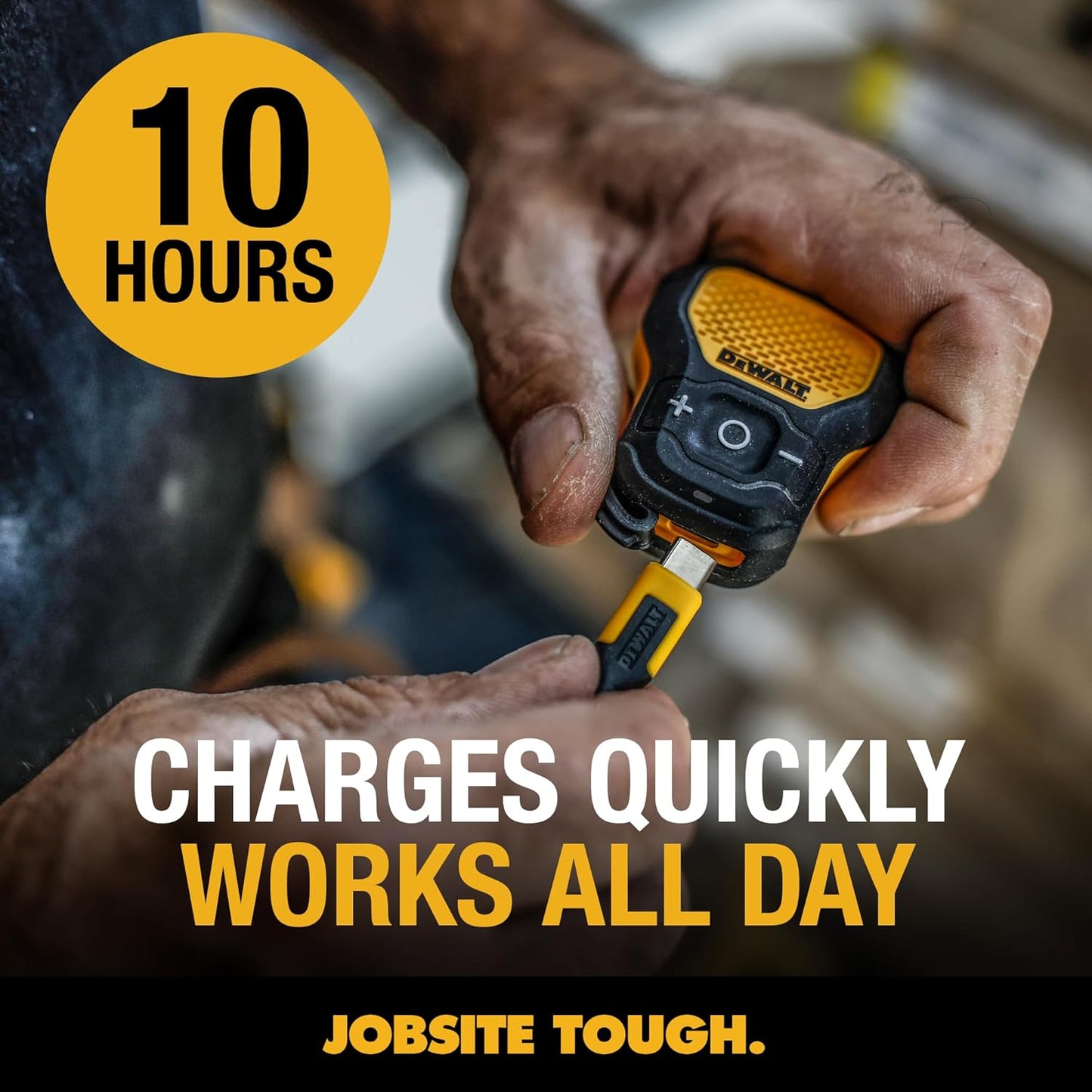 Wearable Bluetooth Speaker (Updated Version), Clip-On Wireless Jobsite Pro Water-Resistant Portable Speaker (Non-Magnetic), Built-In Mic for Hands-Free Music/Calls, Bluetooth Speaker (Yellow)
